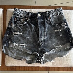 H&M Black Jean Shorts High-Waisted Distressed